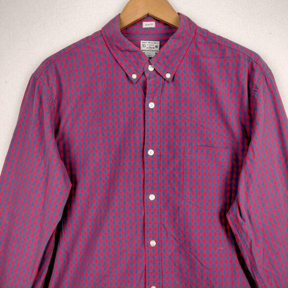 J Crew Shirts Mens XL Lot of 2 Red Check Plaid Slim Fit Long Sleeve Button Down - Picture 3 of 16